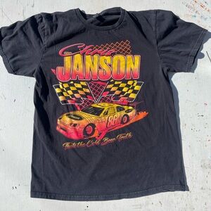 Men's Chris Janson T-Shirt Black Spell-Out M Racing Stock Daytona 500 Hot Rods